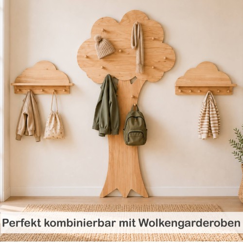 Baum Garderobe Kinder perfekt kombinierbar mit Wolkengarderoben für mehr Ordnung